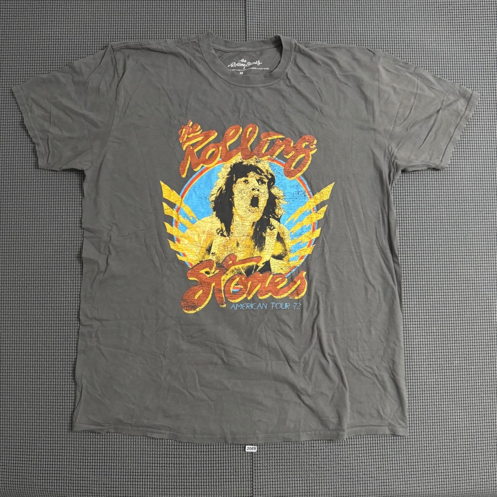 The Rolling Stones American Tour 72 Graphic T-Shirt Gray Mens Medium